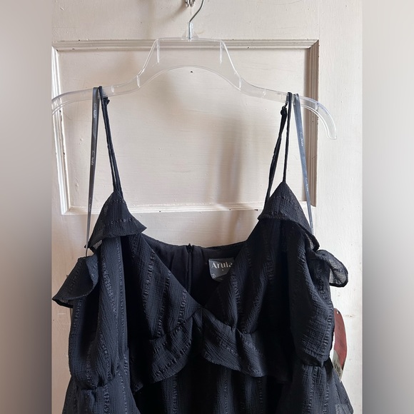NWT! Arula by Altar’d State Black Babydoll Ruffle Dress with Spaghetti Straps - Picture 6 of 7
